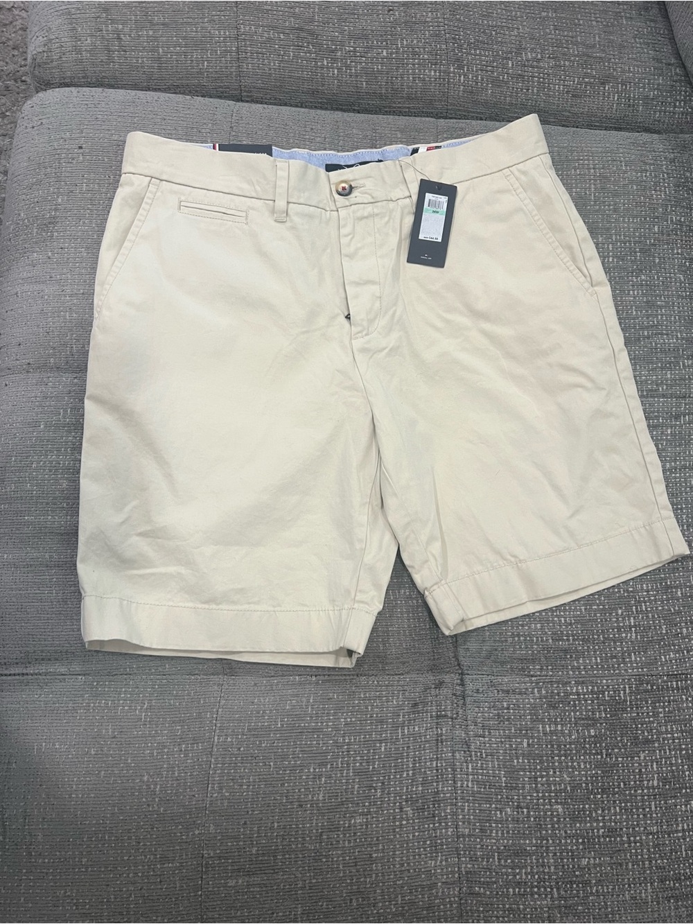 Tommy Hilfiger Cream Flat Front Cotton Chino Shorts